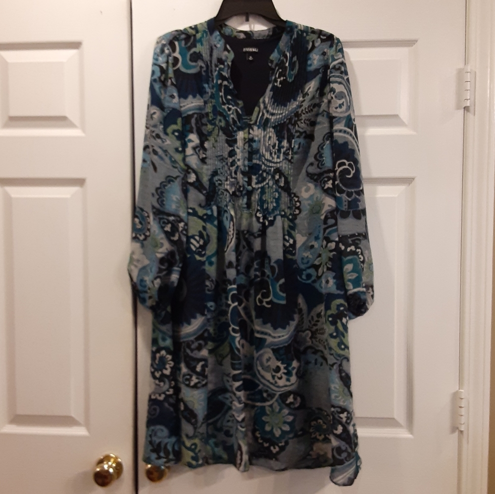 Roz & Ali Pleated Chest Paisley Dress Size…